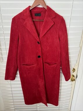 Zara Red Single-Breasted Wool-Blend Trench Coat